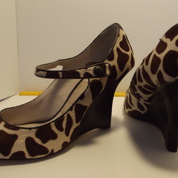 Wedge "Ella" Shoe Peep Toe Giraffe Pony 9.5 - Picture 8 of 14